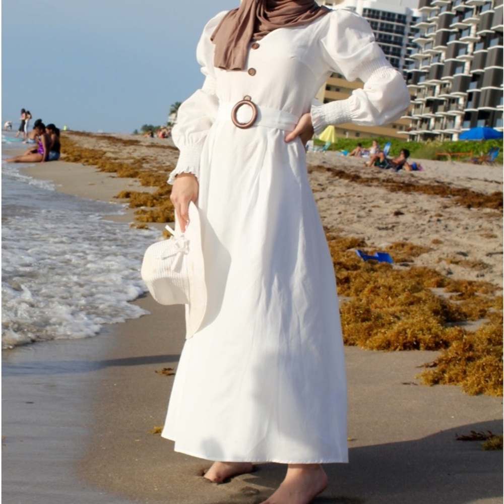 SHEIN white maxi dress with belt size XS